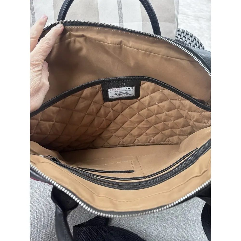 Knomo London Laptop Tote Backpack Bag Purse Women's Black Ted Quilted Workwear